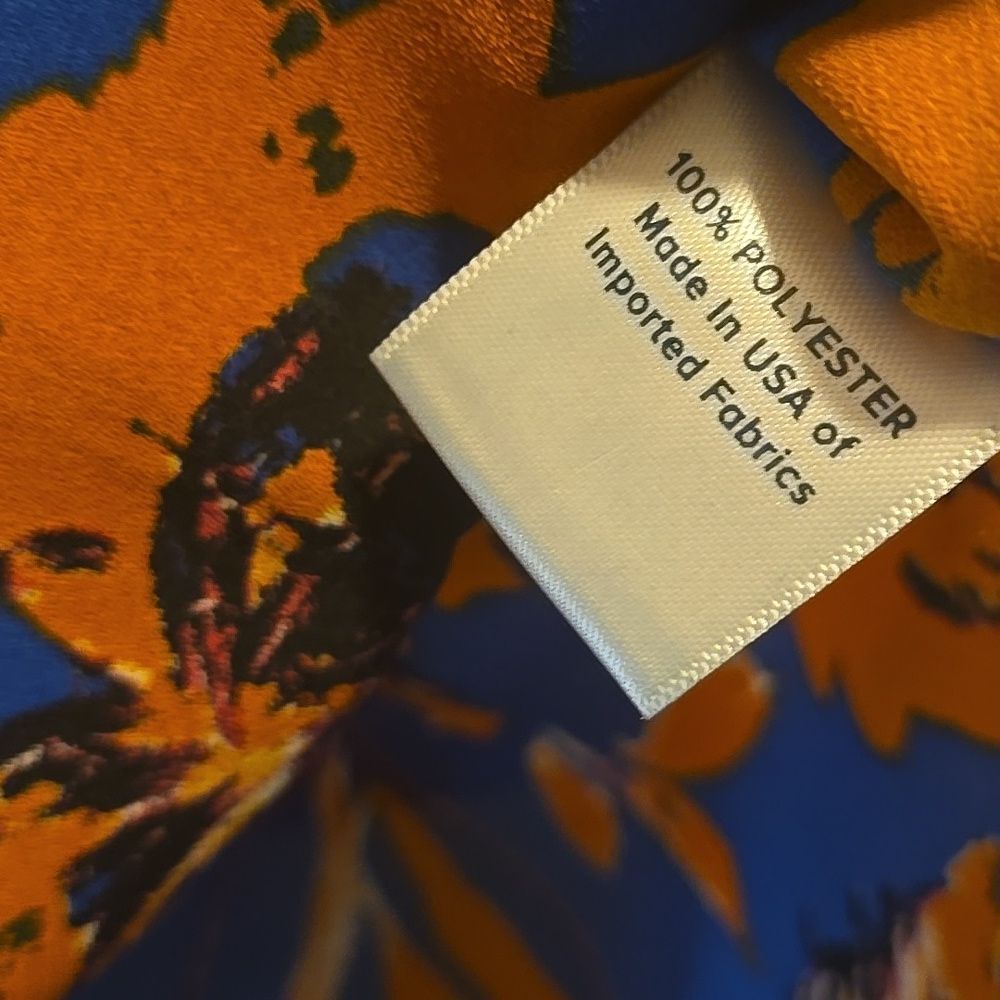 Floral Sleeveless Top Blue Orange Small Blouse Womens Hi Low Shirt ALLISON JOY - Picture 5 of 12